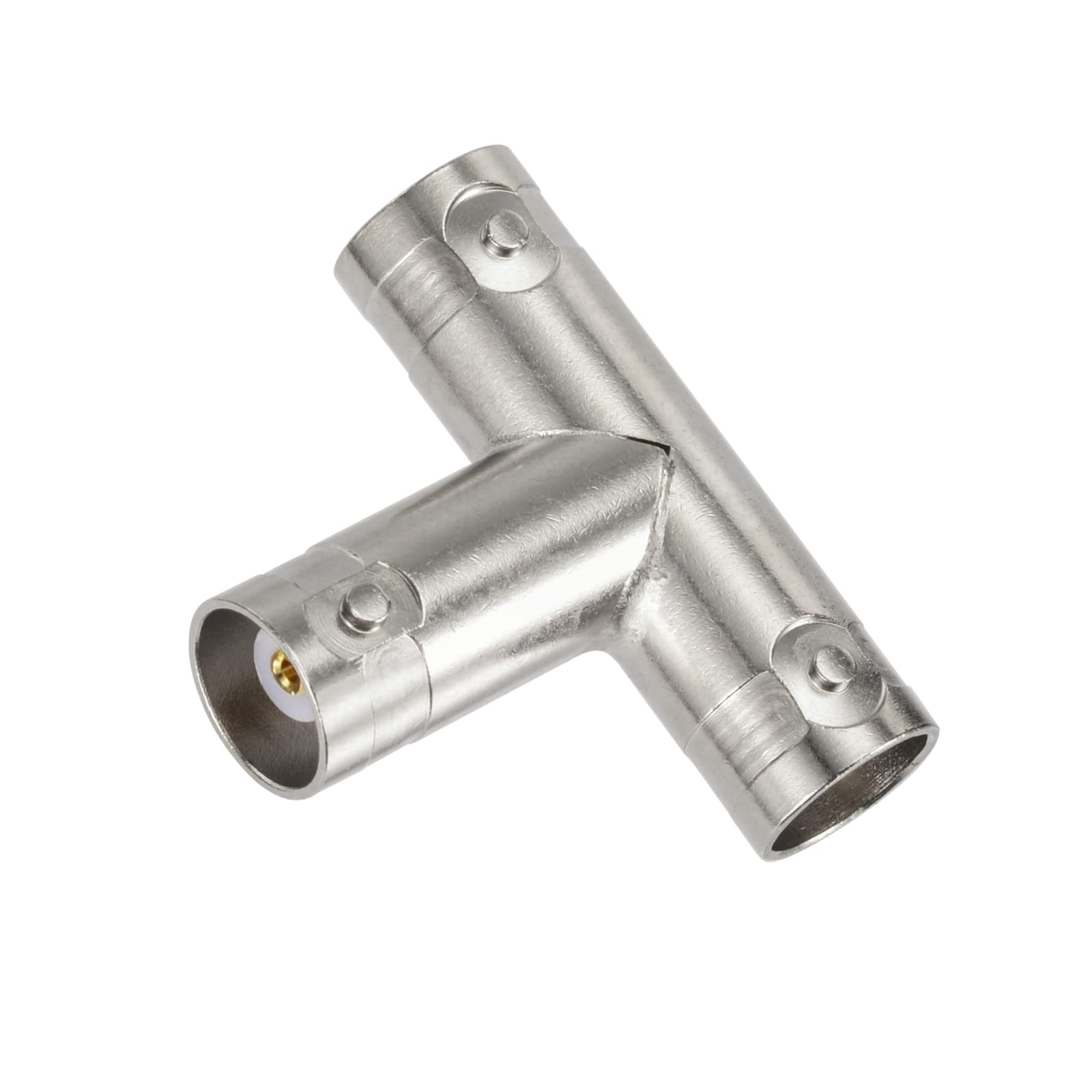 Eightwood BNC Tee Type Adapter Female to Female to Female Video Splitter Connector 3 Way Brass Nickel Plated EWUAD0686