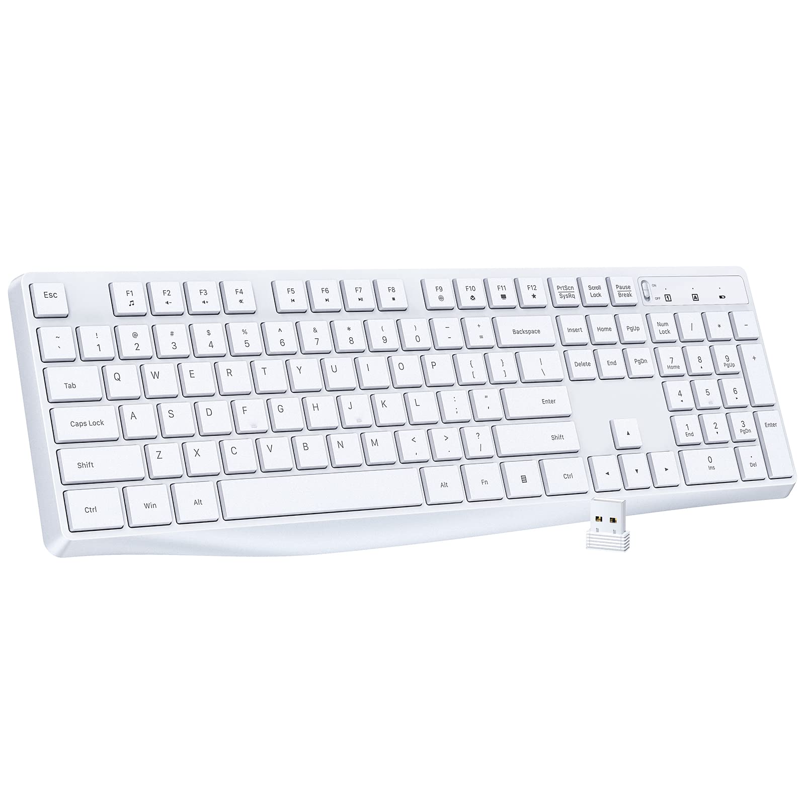 Lovaky Wireless Keyboard, 2.4G Ergonomic Wireless Computer Keyboard, Enlarged Indicator Light, Full Size Pc Keyboard With Numeri