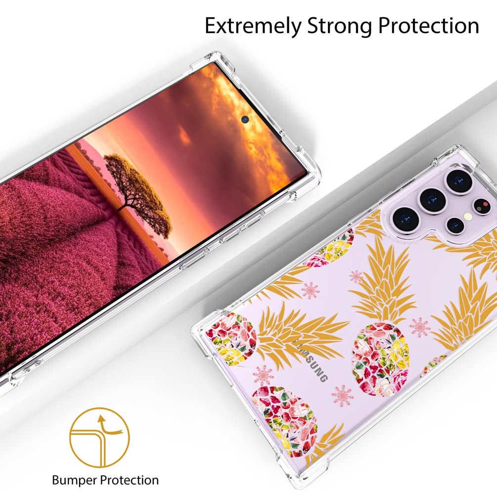 Topgraph Case Cute Pineapple Clear For Women Girly Designer Girls For Galaxy S23 Ultra, Cute Silicone Transparent Phone Case Pin