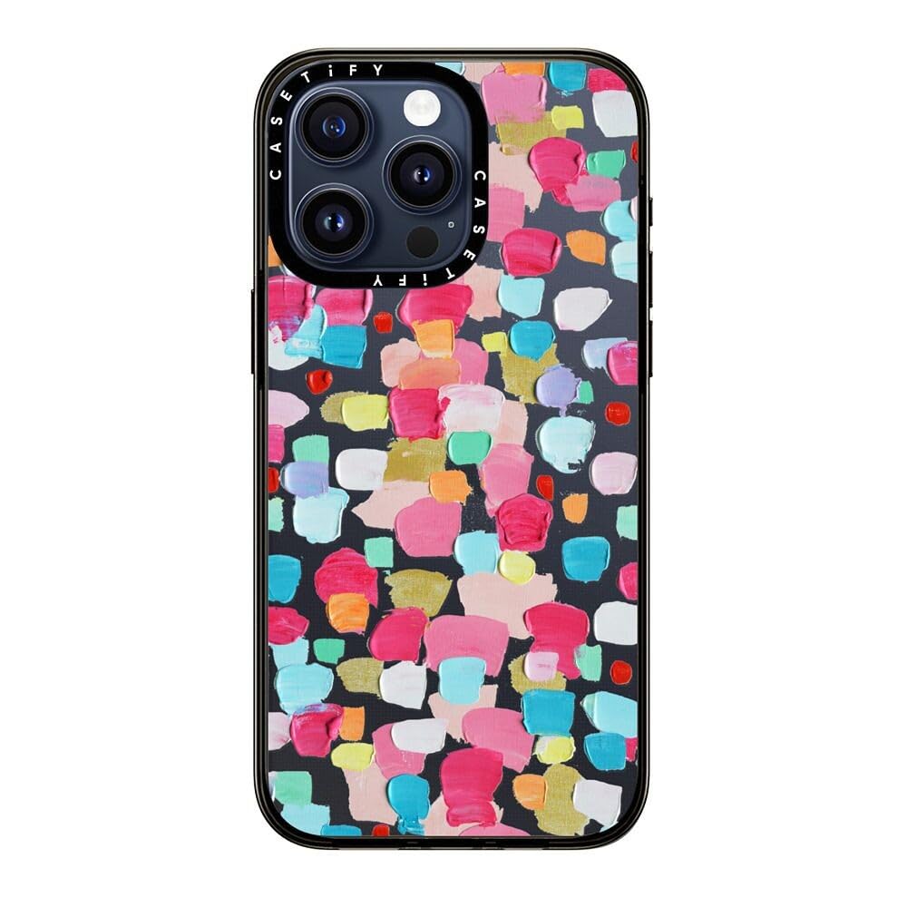 Casetify Compact Case For Iphone 15 Pro Max [2X Military Grade Drop Tested / 4Ft Drop Protection]   Magenta Confetti   Clear Bla