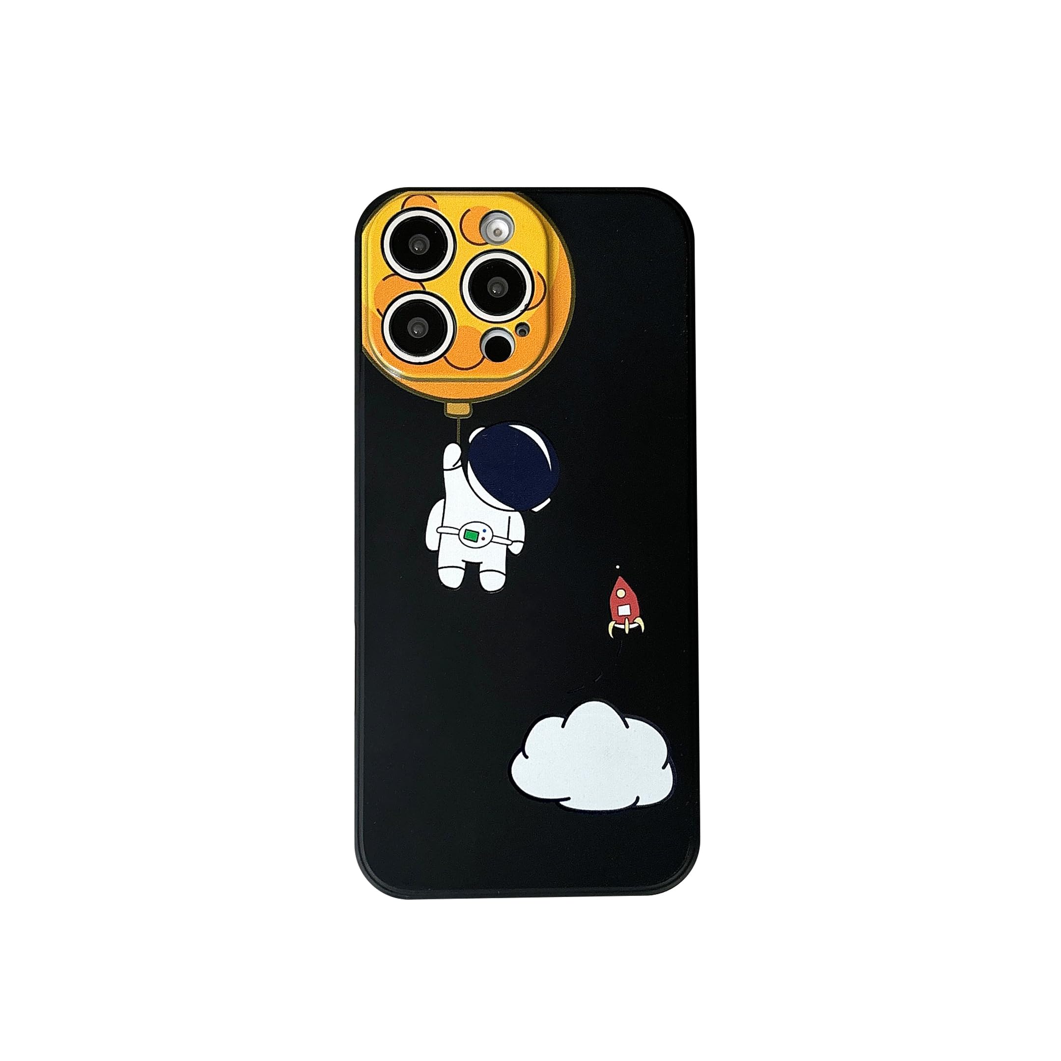 Yonds Queen iPhone 12 Pro Max Phone Case Cartoon Astronaut Space Moon Planet Design TPU Rubber Shockproof Black Moon