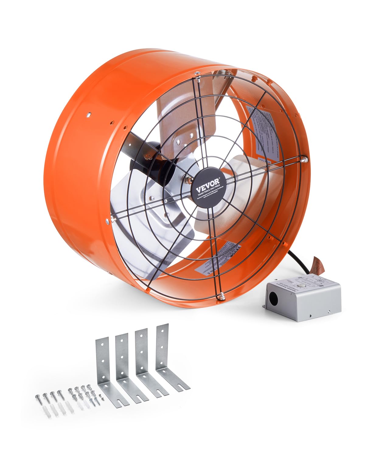 VEVOR Gable Mount Fan, 15 Inch Attic Exhaust Fan with Adjustable Thermostat & Outer Mesh, 1650 CFM House Ventilator Cools Up to 