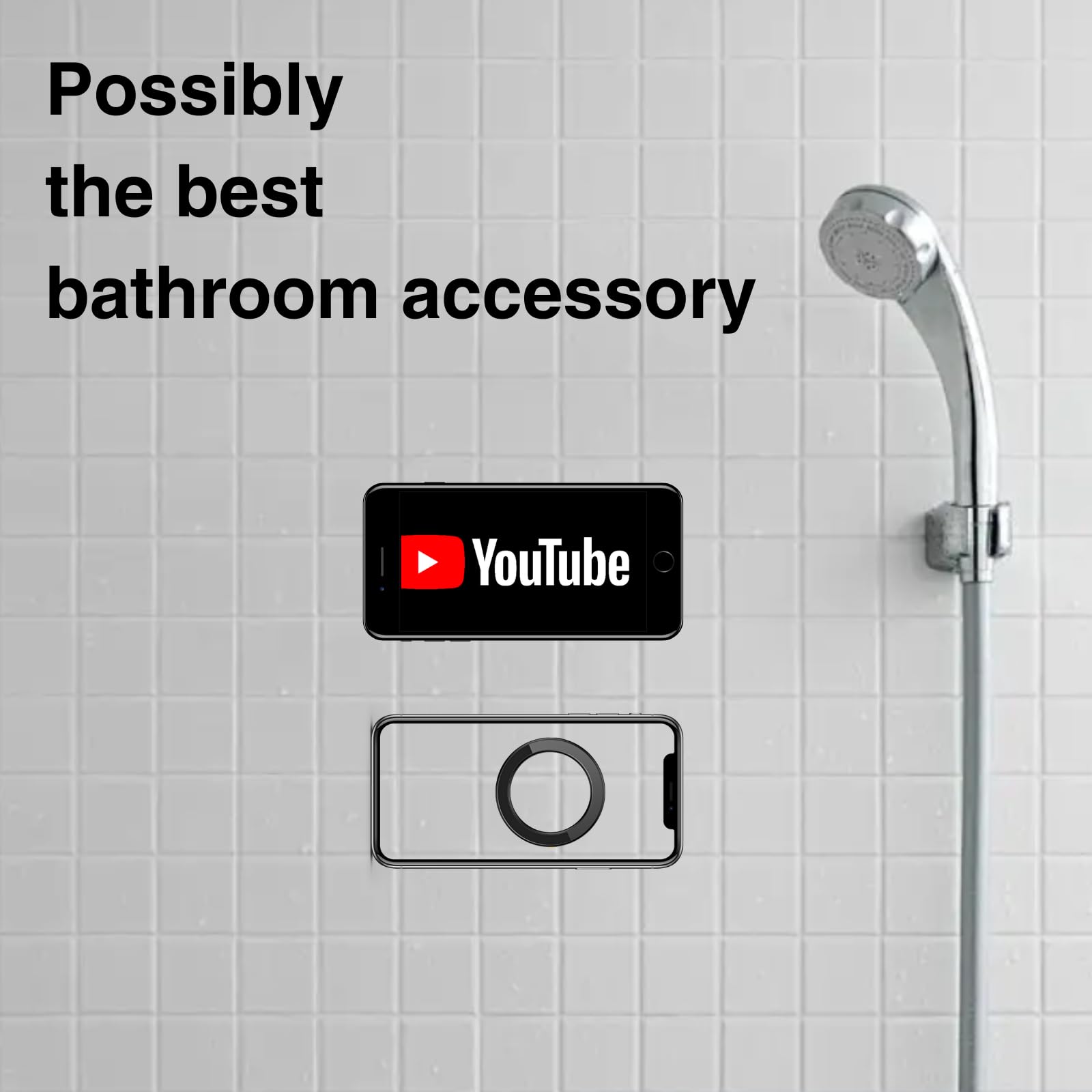 Generic Mag-Safe Ring Holder, Magnet Hands-Free Mirror Shower Wall Mount Magnetic Sticker Car Accessories Phone Stand For Bathro