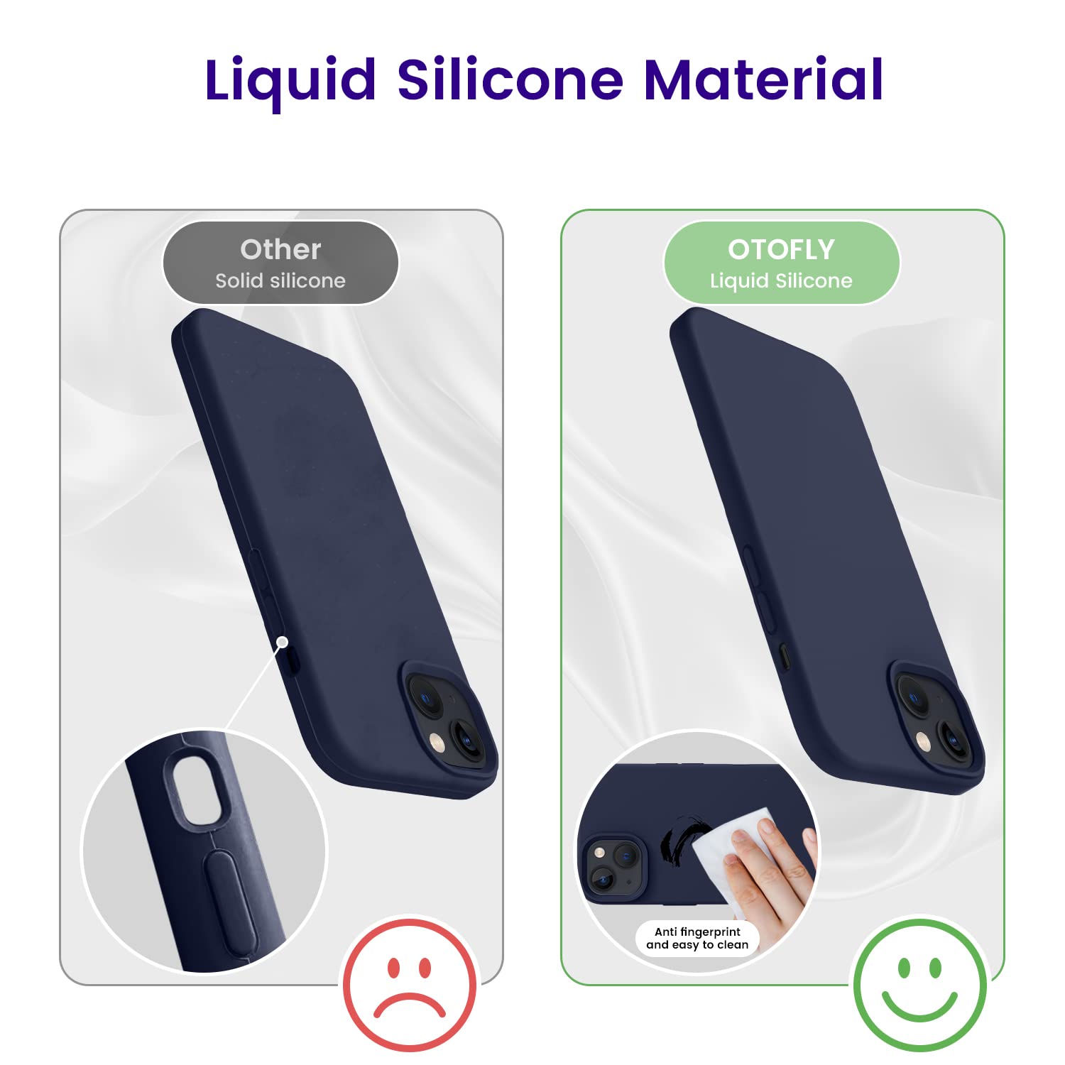 Otofly Designed For Iphone 14 Case, Silicone Shockproof Slim Thin Phone Case For Iphone 14 6.1 Inch (Midnight Blue)