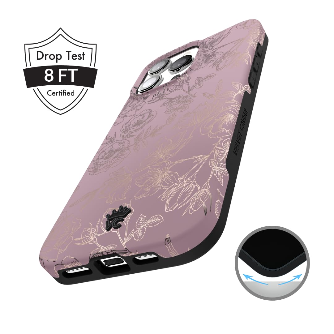 Velvet Caviar For Iphone 16 Pro Case Flowers Floral [8Ft Drop Tested]   (Purple, Rose Gold)