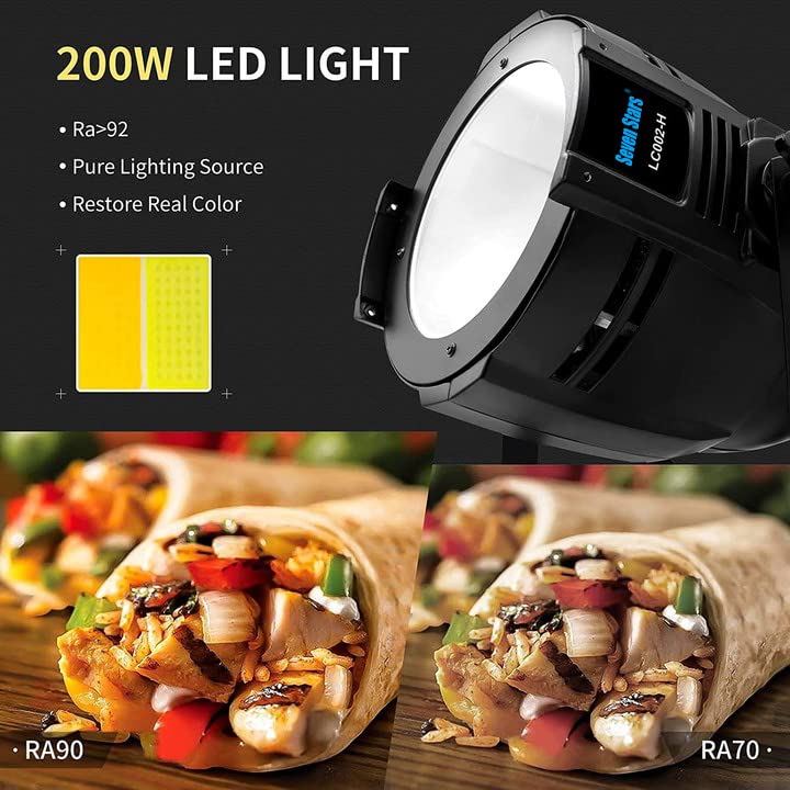 Seven Stars 200W Cob Lights, Led Par Light Warm White & Cool White Stage Wash Lights, Dmx Stage Lights For Church/Party/Stage Sh
