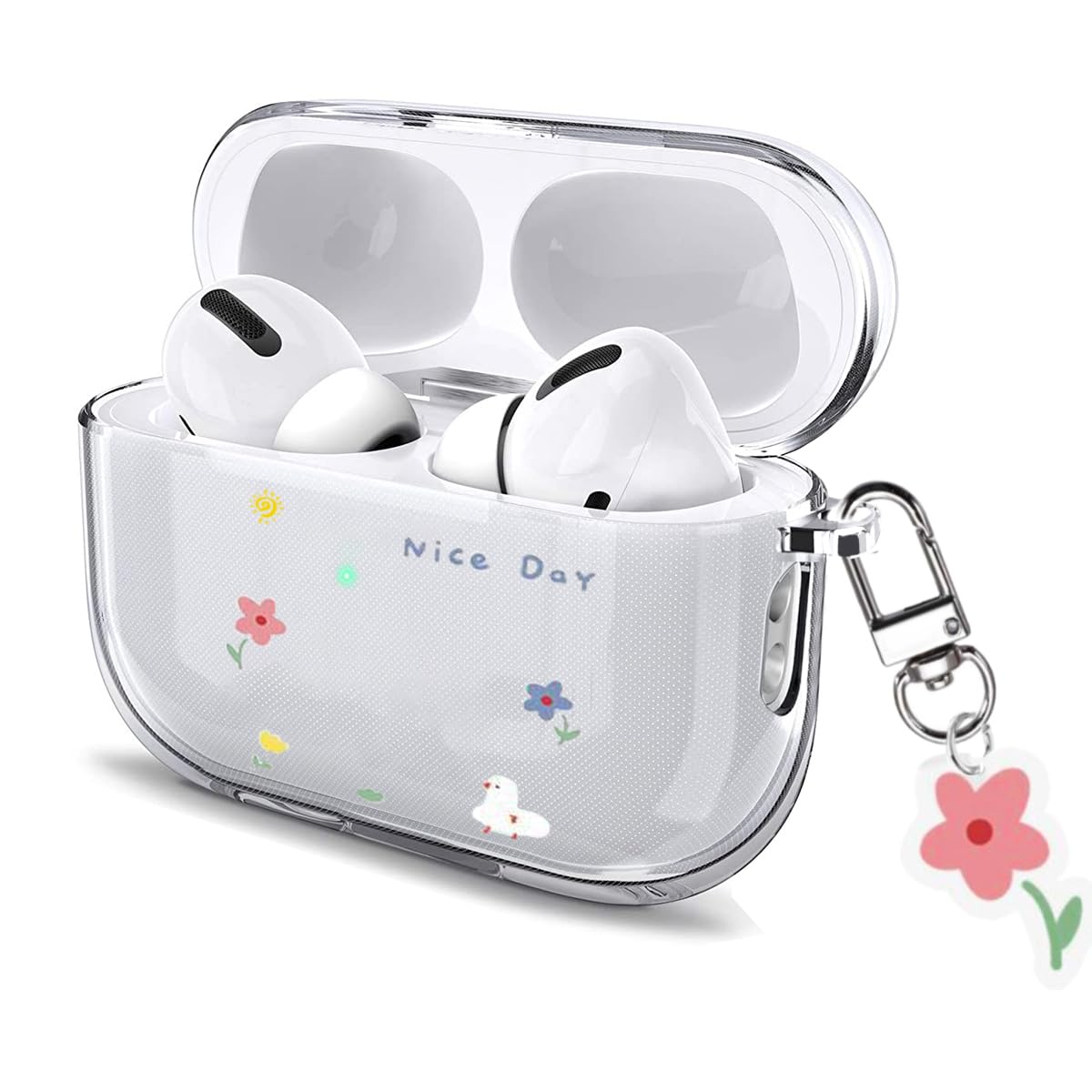 Watefull for Cute Airpods Pro 2 Case 2022 / Airpods Pro 2019 with Keychain Carabiner, Clear Air Pods Pro 2nd Case Cartoon Anime 