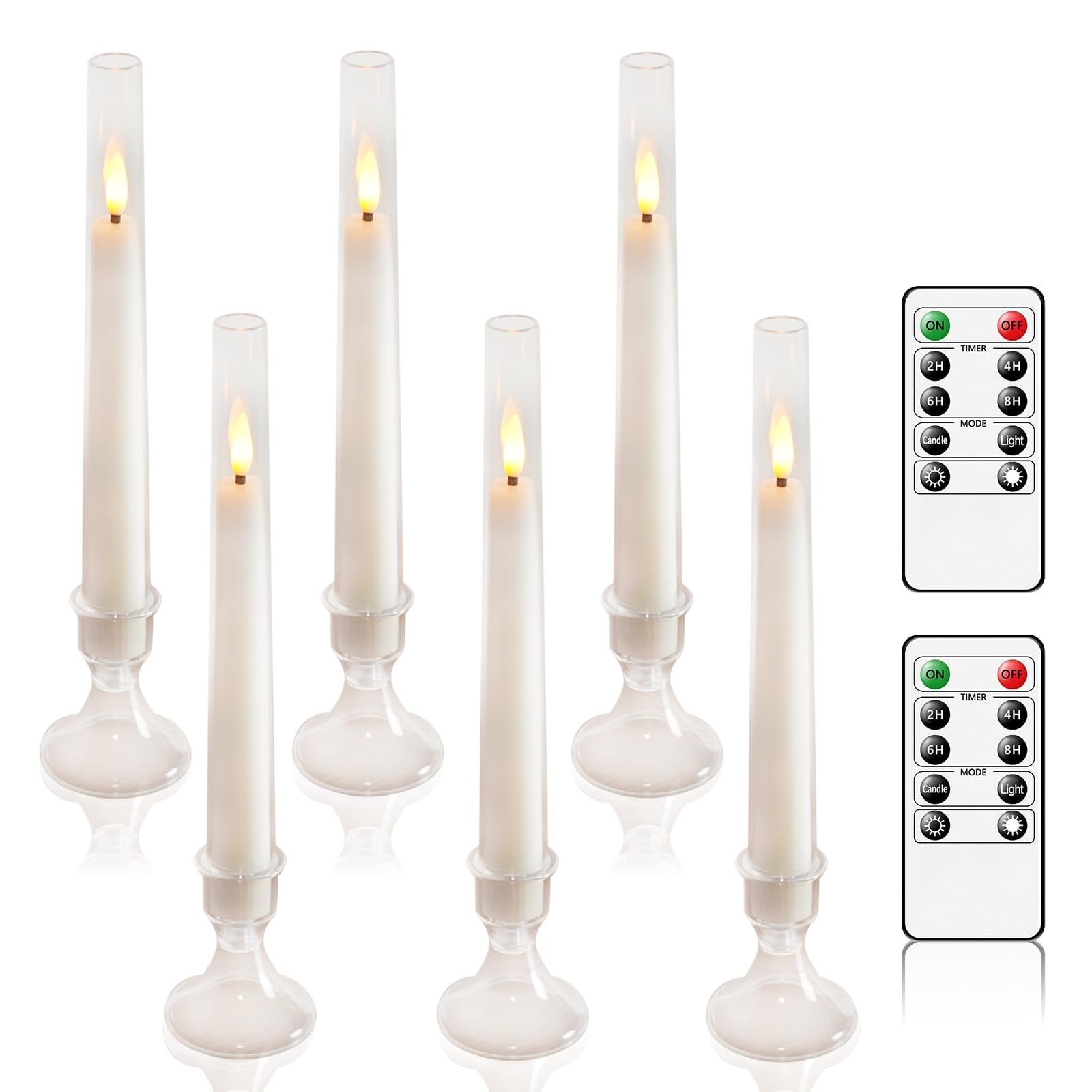 Sasigeiaa Flameless Taper Candles,With Remote And Timer Flickering Flameless Candles,6 Pack Led Candles,With Base Battery Operat