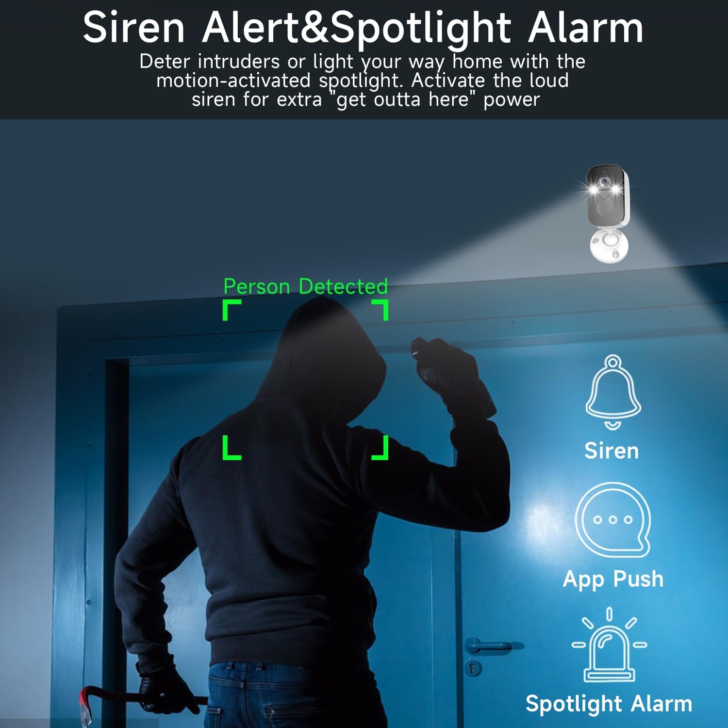 2Pack Security Cameras Wireless Outdoor, 2K Battery Wifi Surveillance Indoor Home Camera With Ai Motion Detection Spotlight Siren Alarm, Color Night Vision, 2 Way Talk, Waterproof, Cloud/Sd Storage