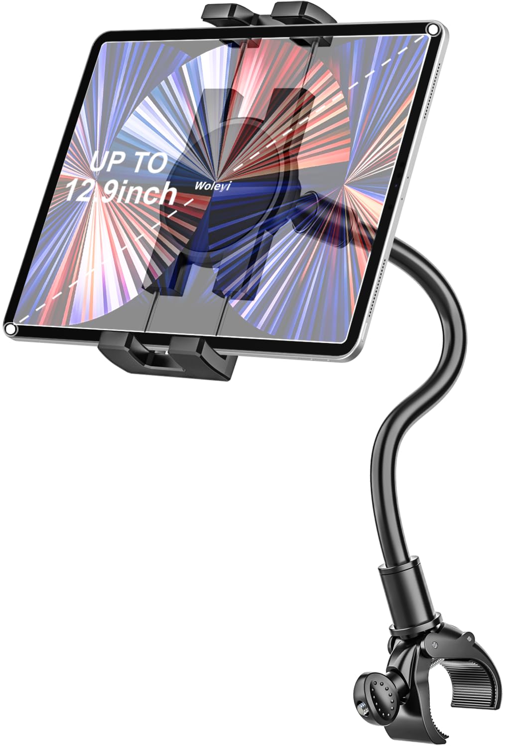 Woleyi Gooseneck Tablet Holder For Spin Bike, Peloton Ipad Holder Mount Exercise Bike Handlebar Stand For Stationary Bicycle, Tr