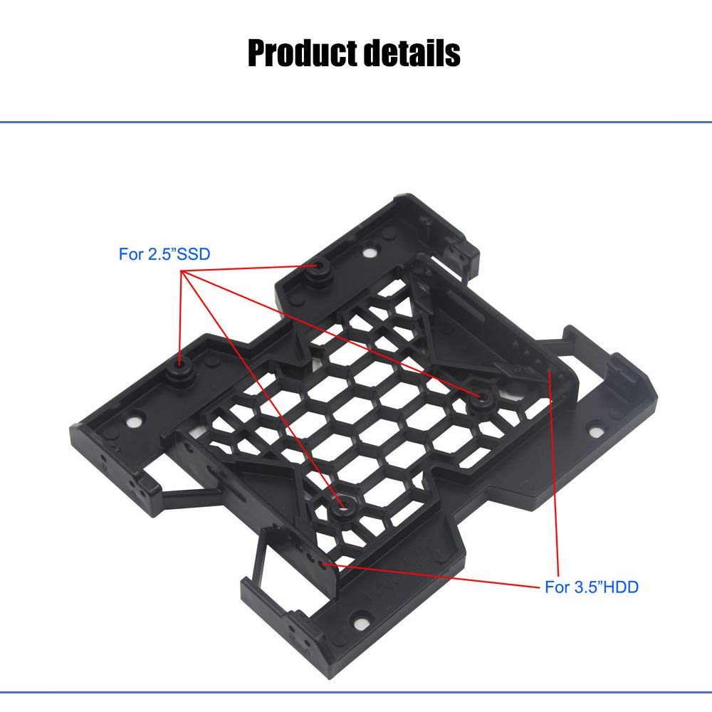 Koobook 2Pcs 5.25' To 3.5' 2.5' Ssd Hdd Tray Caddy Case Adapter Hard Disk Drive Bays Holder Cooling Fan Mounting Bracket For Pc