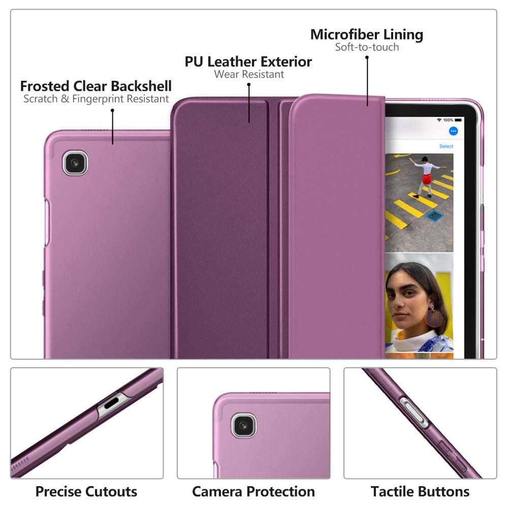 MoKo Case Fit Samsung Galaxy Tab S5e 2019, Ultra Thin Slim Shell Trifold Stand Cover with Frosted Back with Auto Wake and Sleep for Galaxy Tab S5e SM T720/SM T725 2019 Tablet, Dark Purple