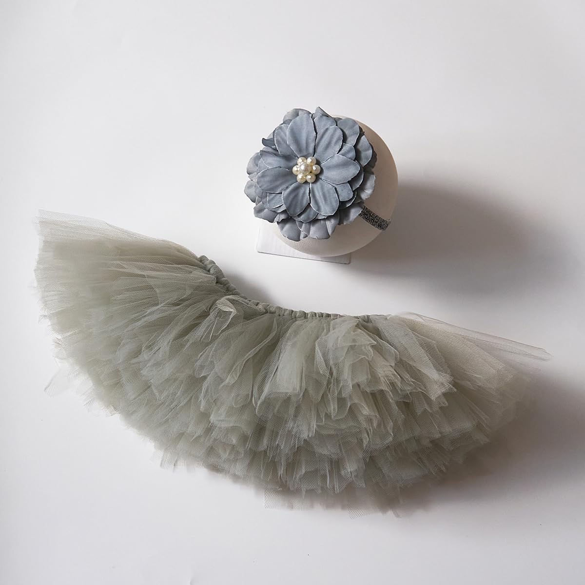 Baby Photography Props Tutu Skirt Headdress Newborn Girl Photo Shoot Outfits Infant Princess Costume Clothes Grey