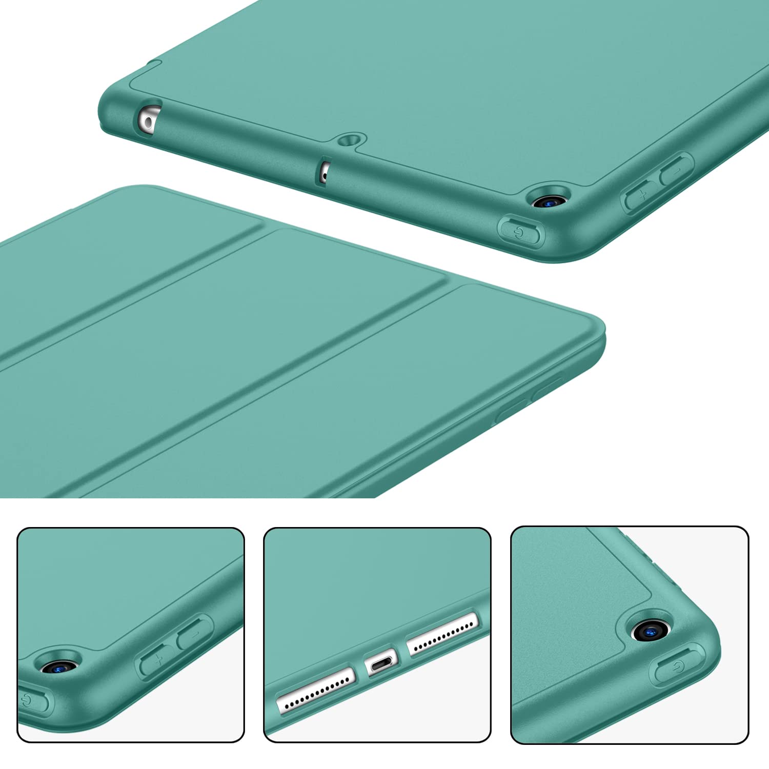 Imieet Ipad 9.7 Case (2018/2017 Model, 6Th/5Th Generation), Smart Cover With Pencil Holder And Soft Baby Skin Silicone Back And Full Body Protection, Auto Wake/Sleep Cover (Forest Green)