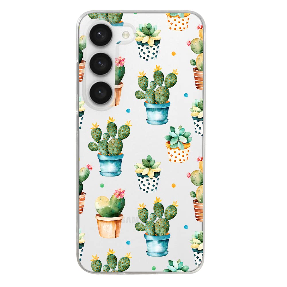 Blingy'S For Samsung Galaxy S23 Plus Case, Cute Cactus Design Fun Succulents Style Transparent Soft Tpu Protective Clear Case 6.