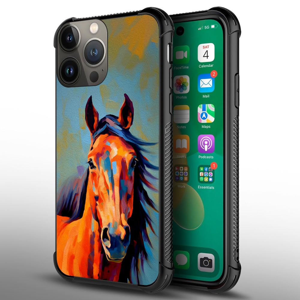 CARLOCA iPhone 13 Case Colorful Horse Graphic Shockproof Anti-Scratch Polycarbonate