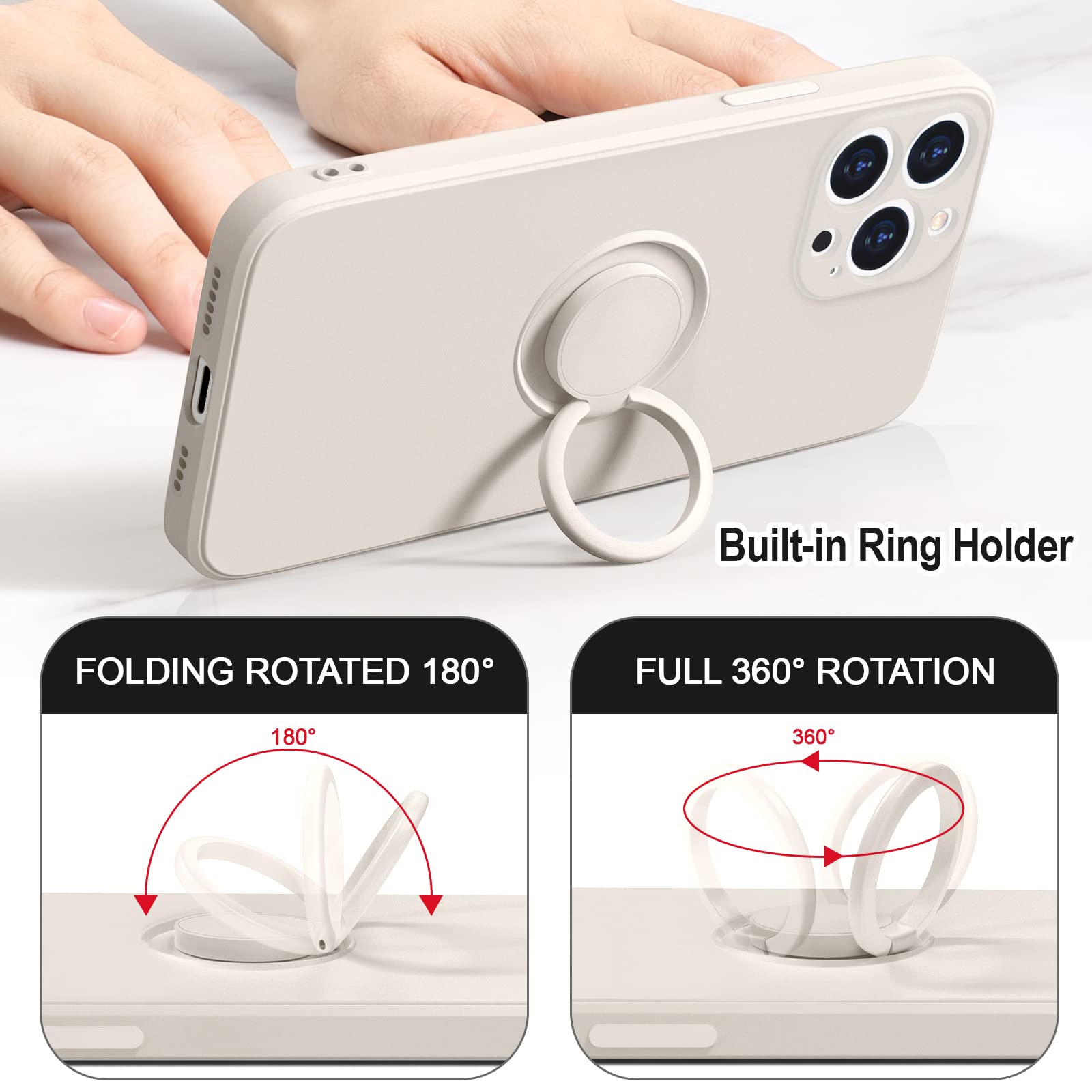 Hython For Iphone 13 Pro Max Case With Ring Stand [360Rotatable Ring Holder Magnetic Kickstand] [Support Car Mount] Slim Soft Ru