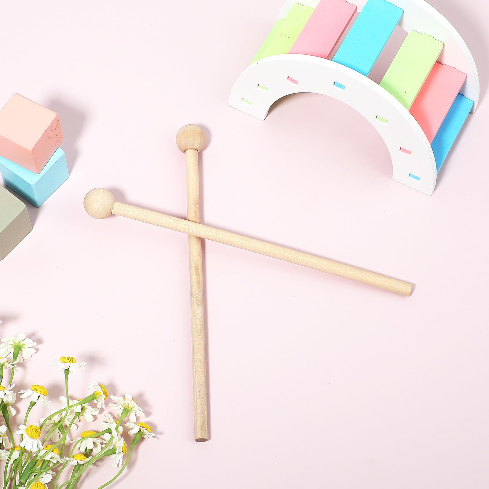 2 Pcs Wood Percussion Sticks 7.8 Inch Glockenspiel Xylophone Mallets Sticks Drum Mallet Glockenspiel Mallets For Xylophone Chime