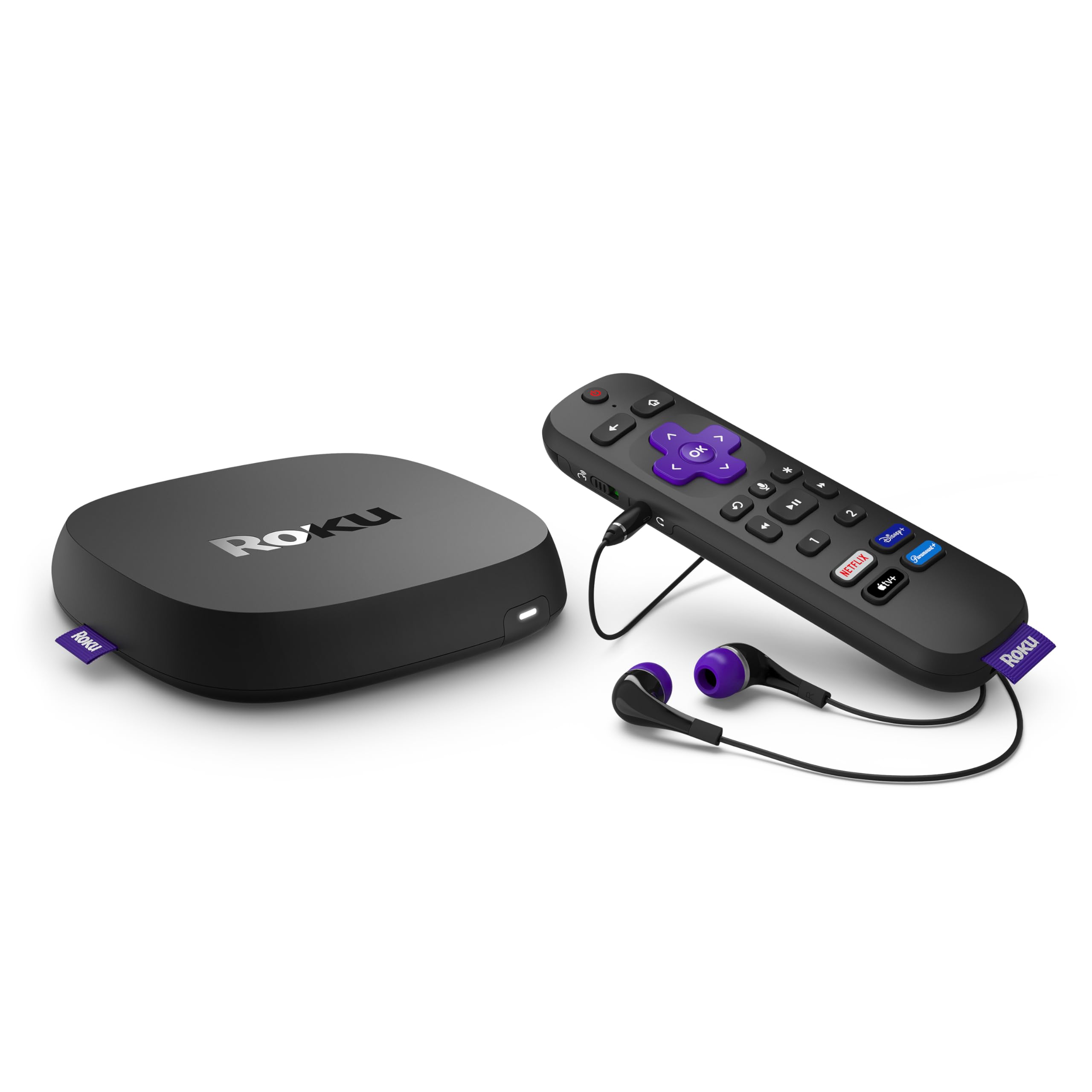 Roku Ultra | The Ultimate Streaming Device 4K/Hdr/Dolby Vision/Atmos, Rechargeable Roku Voice Remote Pro, Ethernet Port, Hands F