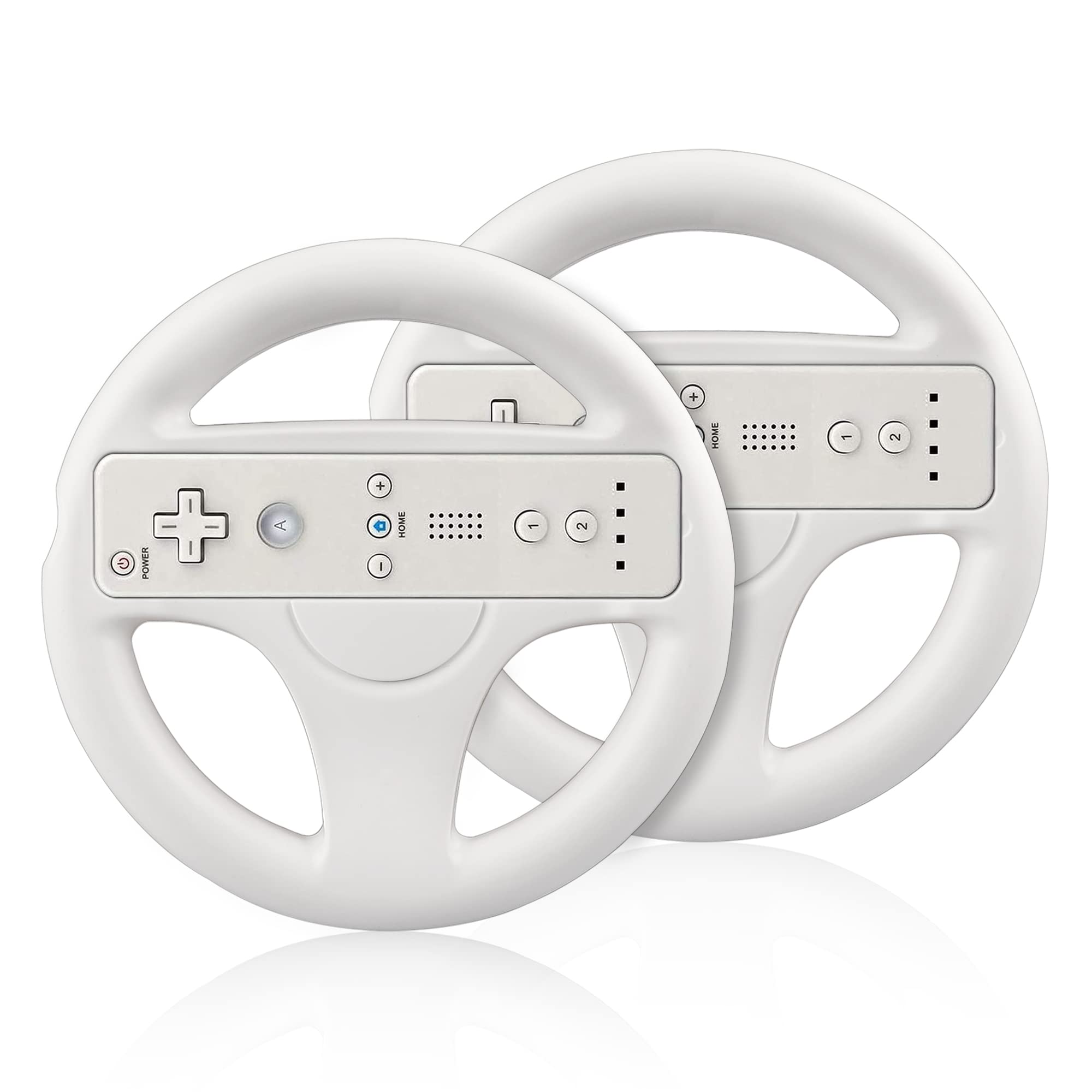Xahpower Steering Wheel For Nintendo Wii And Wii U Remote Controller, 2 Pack Racing Wheels Games Accessories For Mario Kart (Whi