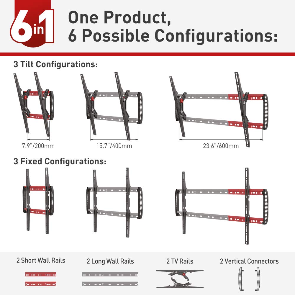 Barkan Tv Wall Mount, 13 90 Inch Tilt Flat/Curved Screen Bracket, Holds Up To 132Lbs, Auto Lock Patented, Extendable Wall Plate