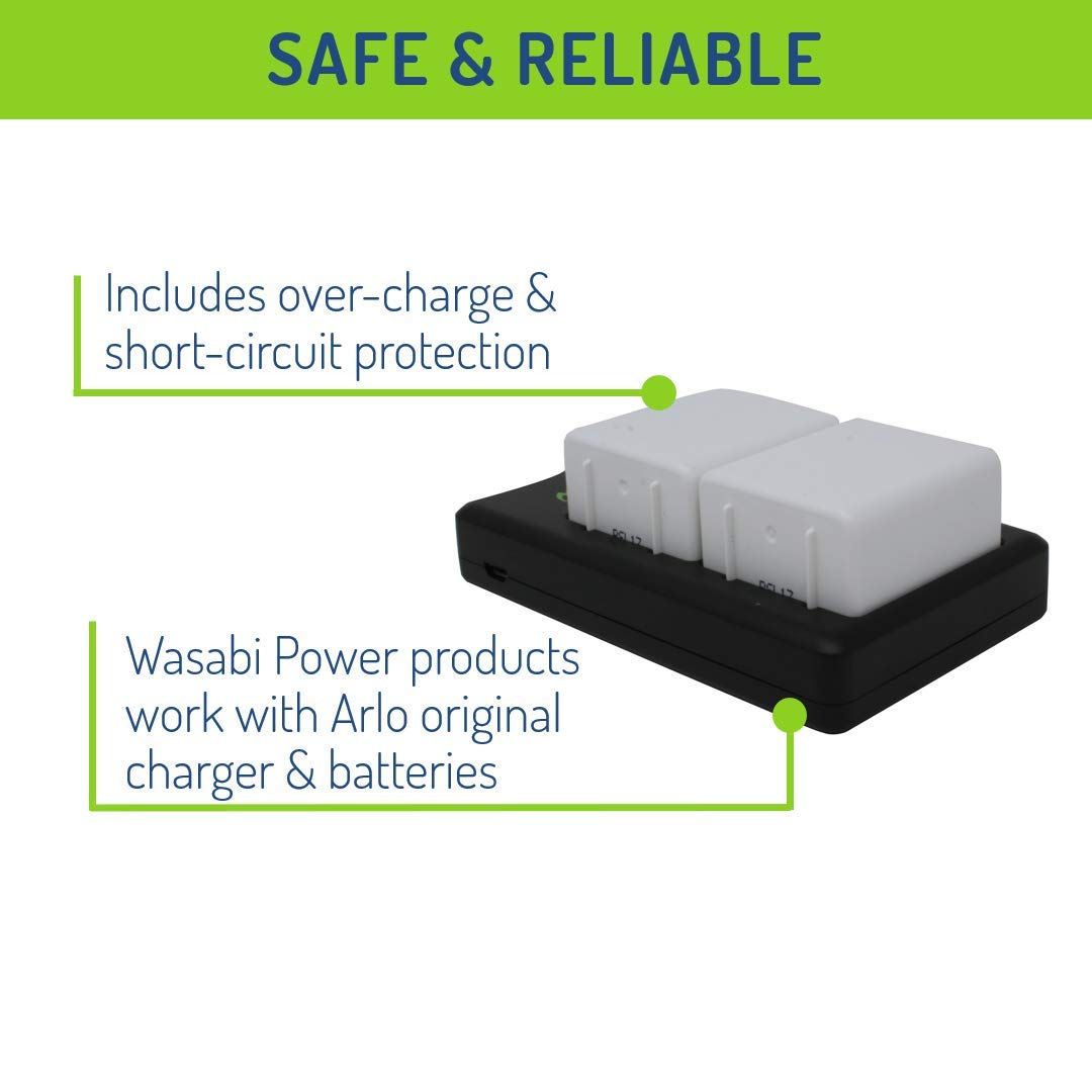 Wasabi Power Battery (2 Pack) And Dual Charger For Arlo Pro 3, Pro 4, Ultra, Ultra 2 (Vma5400 & Vma5400C)