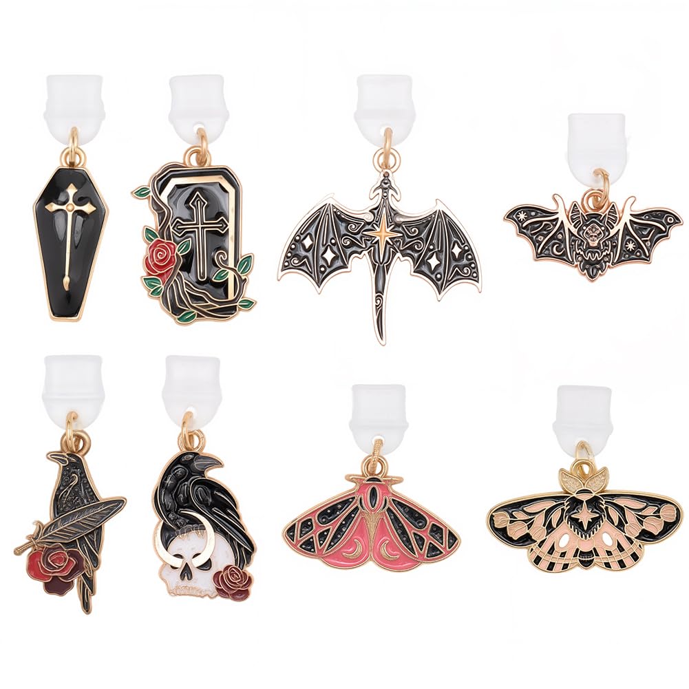 BEAMARKER 8Pcs Type C Kindle Charms Gothic Theme Dust Plug Charm Compatible with Kindle E-Reader Phone Type C Charging Ports Gif