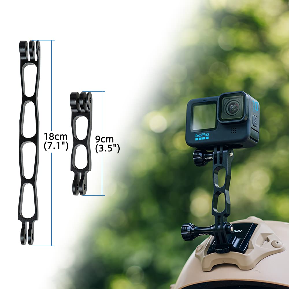 Surewo Aluminum Nvg Helmet Mount Compatible With Go Pro Hero 13 Black,Gopro Hero 12/11/10/9/8/7/(2018)/6/5 Black,Dji Osmo Action 5 Pro/4/3/2 And Most Action Cameras(Nvg+Extension Arm Set)