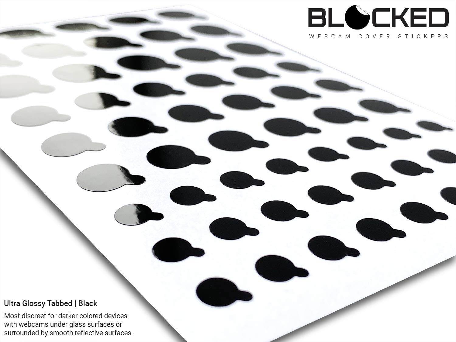 Blocked Webcam/Camera Vinyl Covers | 57 Tabbedlow Tack Restickable Webcam Sticker | Multiple Sizes | Black 57 Pack Tabbed (Ultra