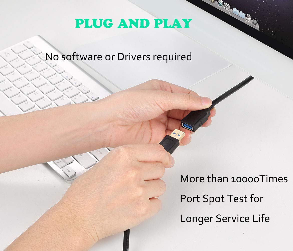 Xbohjoe Usb Extension Cable 6 Ft High Speed Usb 3.0 Extender Cable Type A Male To A Female Data Transfer 5Gbps For Mouse Extende