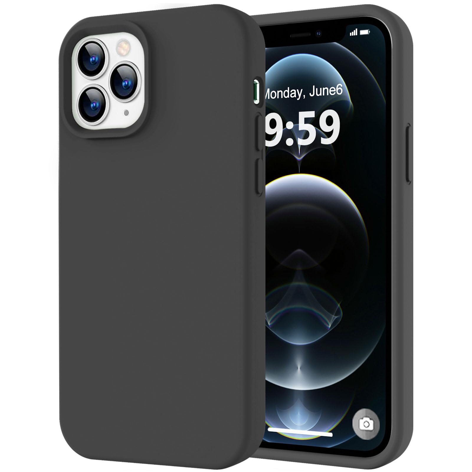 LOVE 3000 iPhone 12 Pro Max Liquid Silicone Full-Body Heavy Duty Protection Phone Case Black