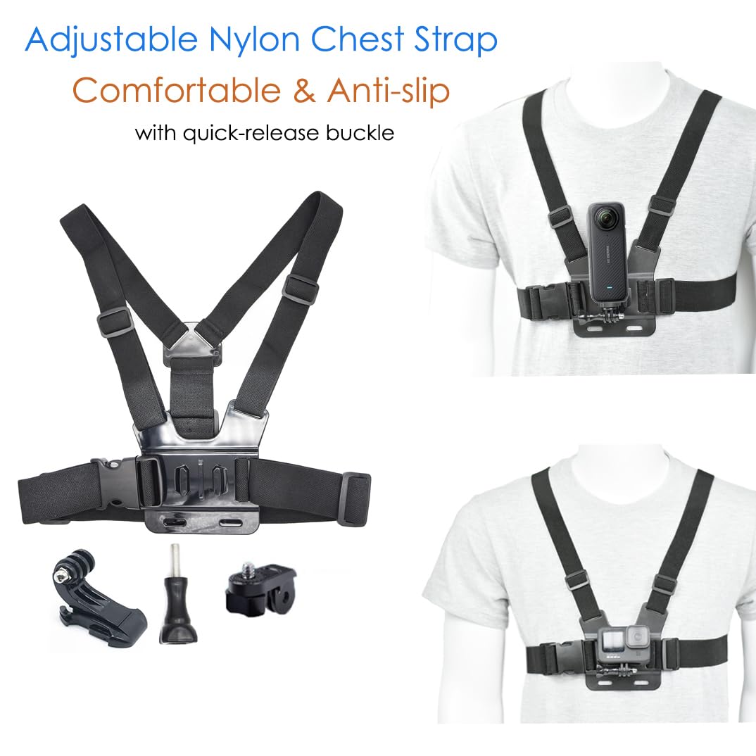 Vgsion Accessory Kit For Insta360 X4- Chest Strap Mount +Head Strap Mount+Wrist Strap+ Backpack Clip Mount Compatible With Insta