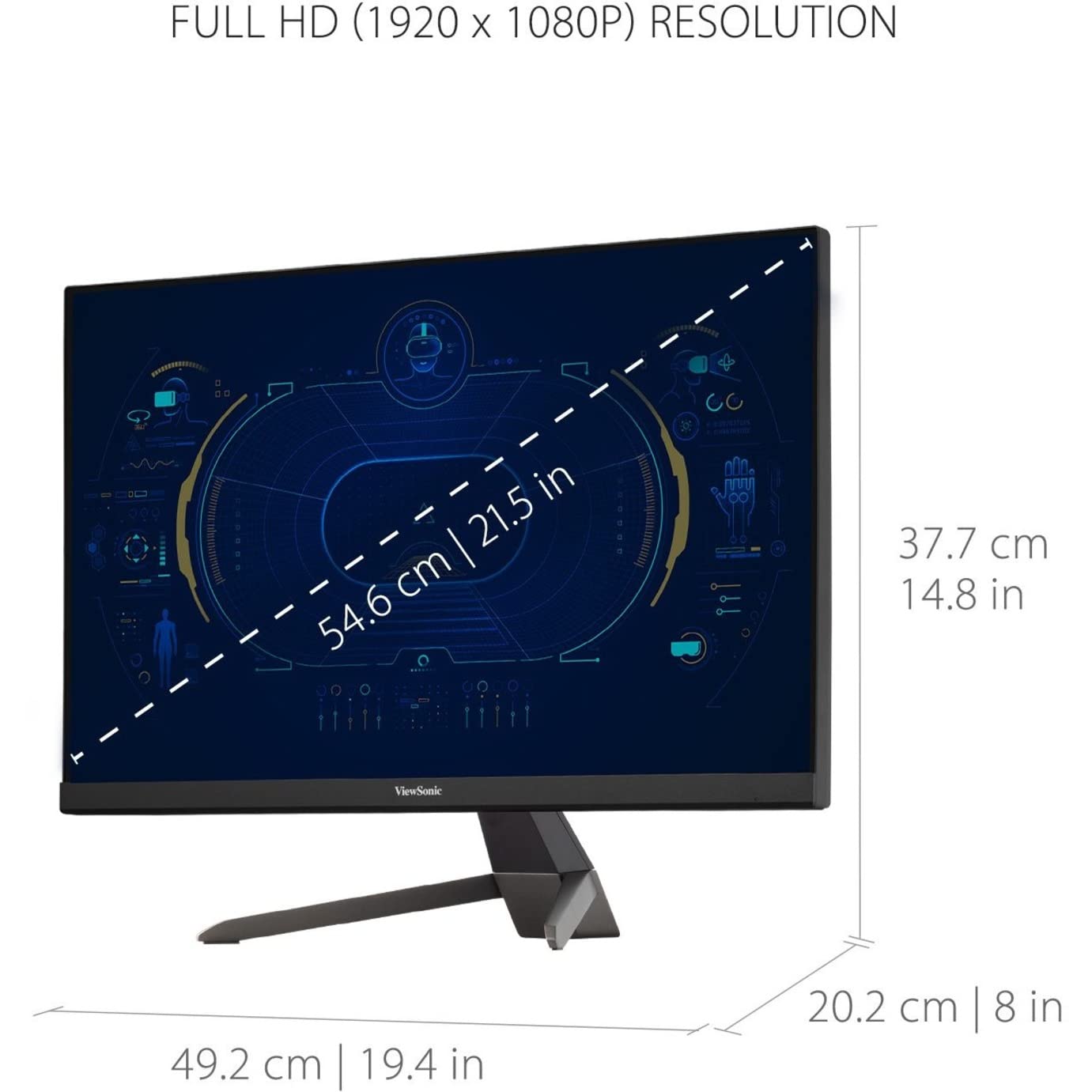 Viewsonic Vx2267 Mhd 22 Inch 1080P Gaming Monitor With 75Hz, 1Ms, Ultra Thin Bezels, Freesync, Eye Care, Hdmi, Vga, And Dp
