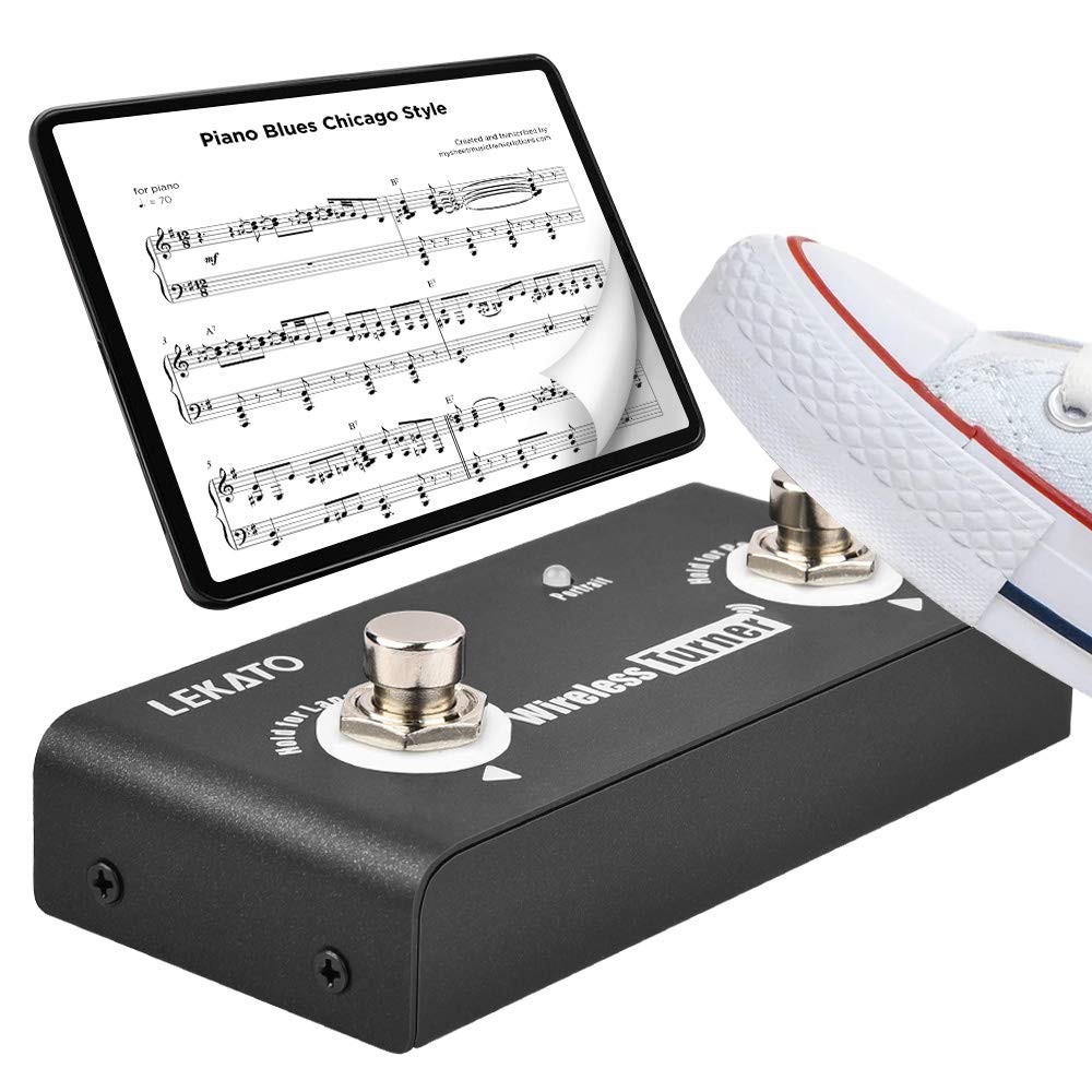 Lekato Wireless Page Turner Pedal,Rechargeable Bluetooth Page Turner For Tablets Smartphones (Android & Ios System Above Version