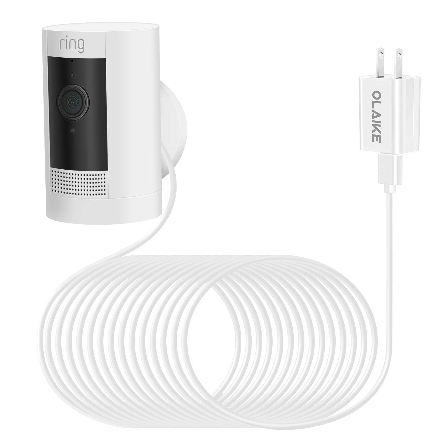 Olaike Indoor/Outdoor Power Adapter For Ring Stick Up Cam Battery/Plug In, Ring Spotlight Cam Battery, Weatherproof Cable(5M/16F