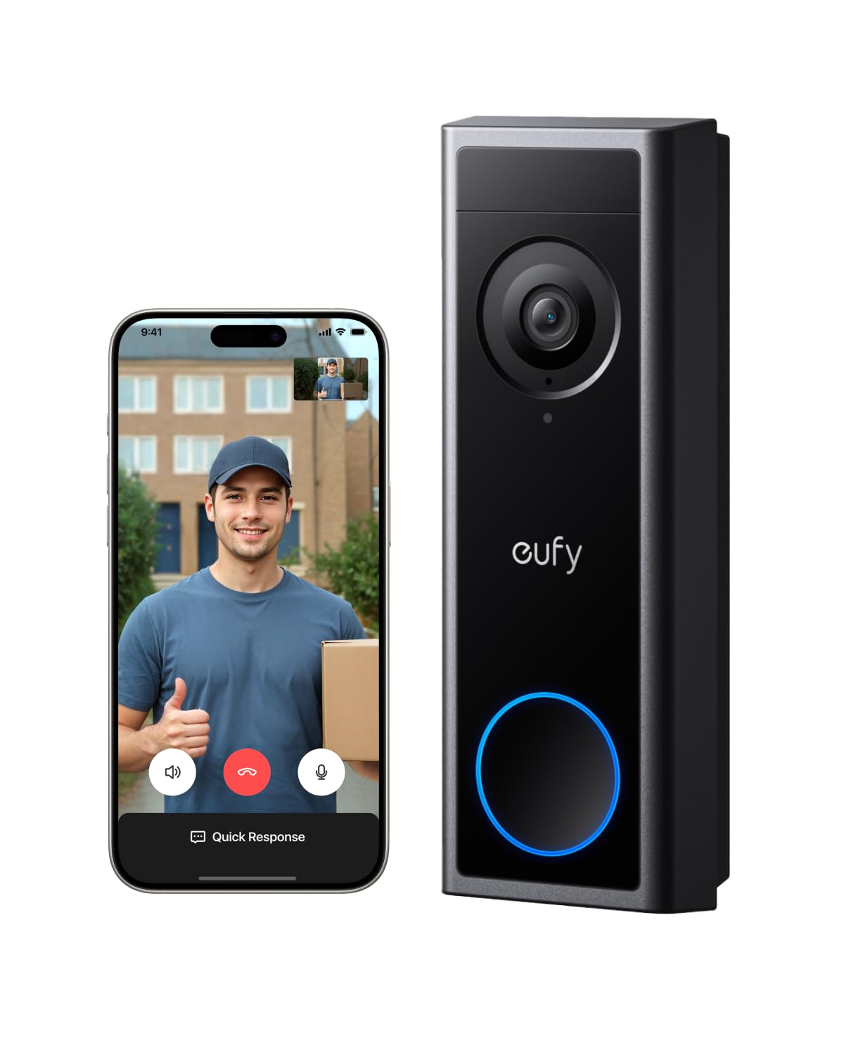 Eufy Security Video Doorbell C30, Battery Powered, 2K Fhd, 16:9 Expanded View, Easy Installation, Ring Call, Human And Motion De