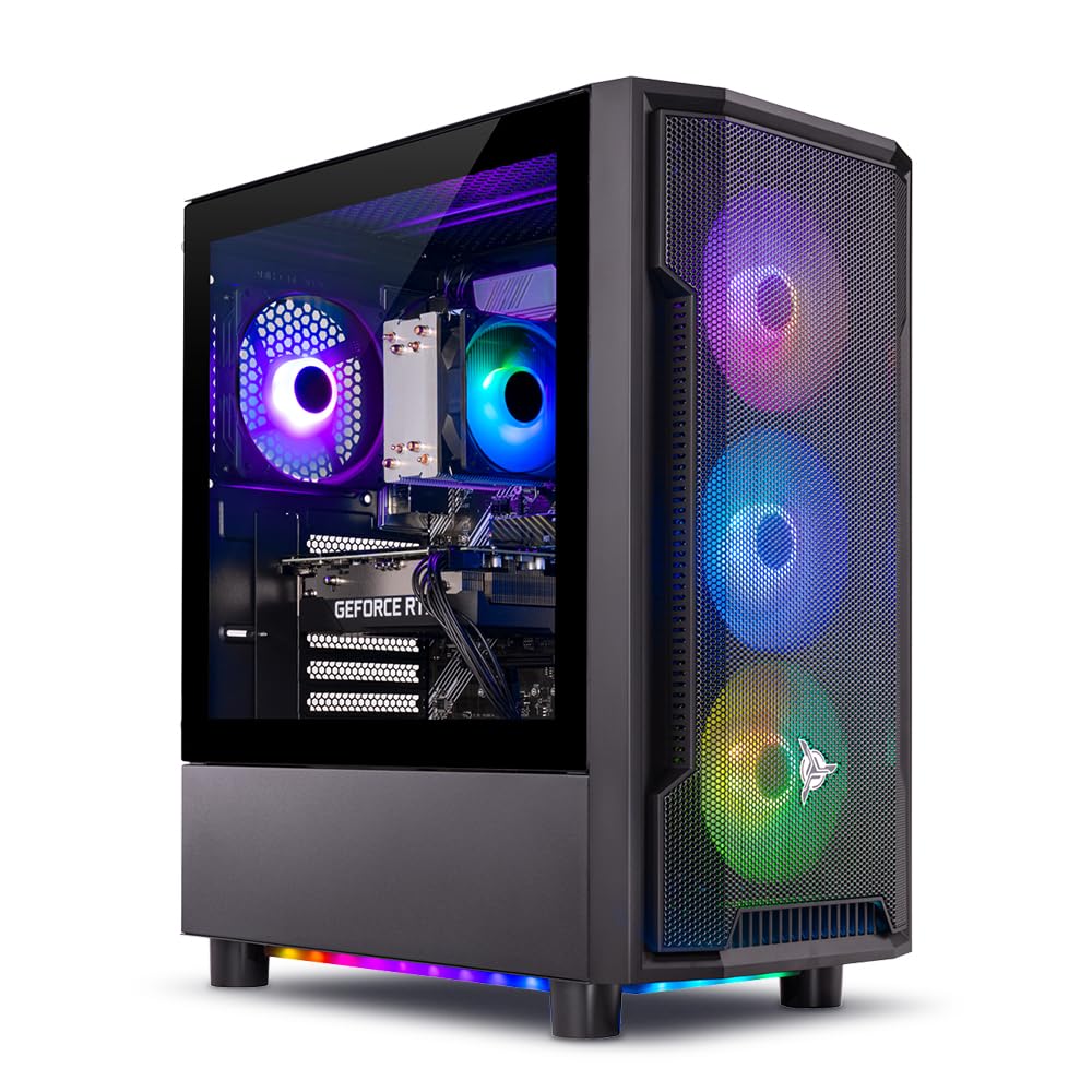 Skytech Gaming Shadow Gaming PC Desktop - AMD Ryzen 5 5600X 3.7 GHz, NVIDIA RTX 4060, 1TB NVME SSD, 16GB DDR4 RAM 3200, 600W Gol