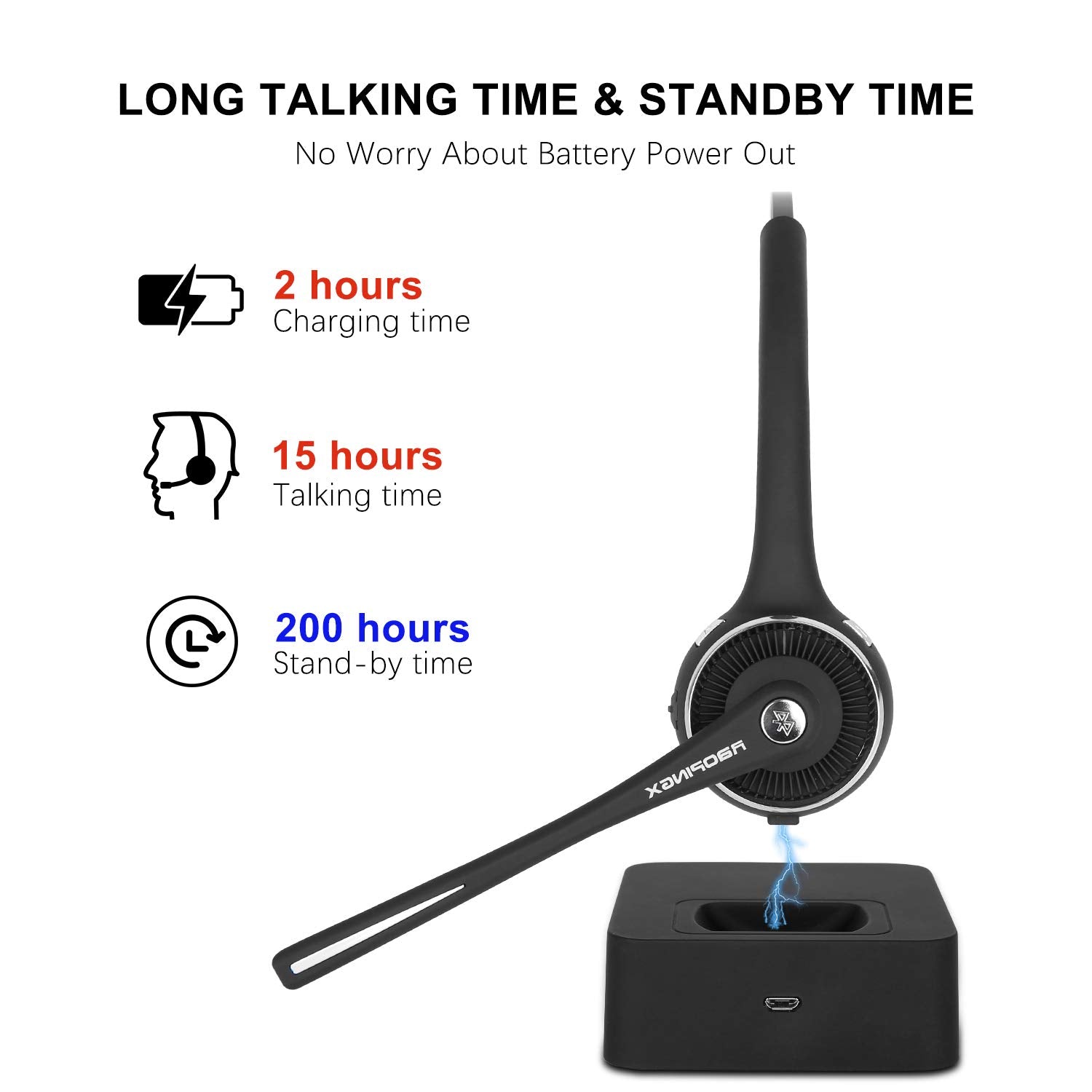 Trucker Bluetooth Headset Wireless Headset With Microphone Over The Head Headset With Noise Cancelling Sound On Ear Car Earphone