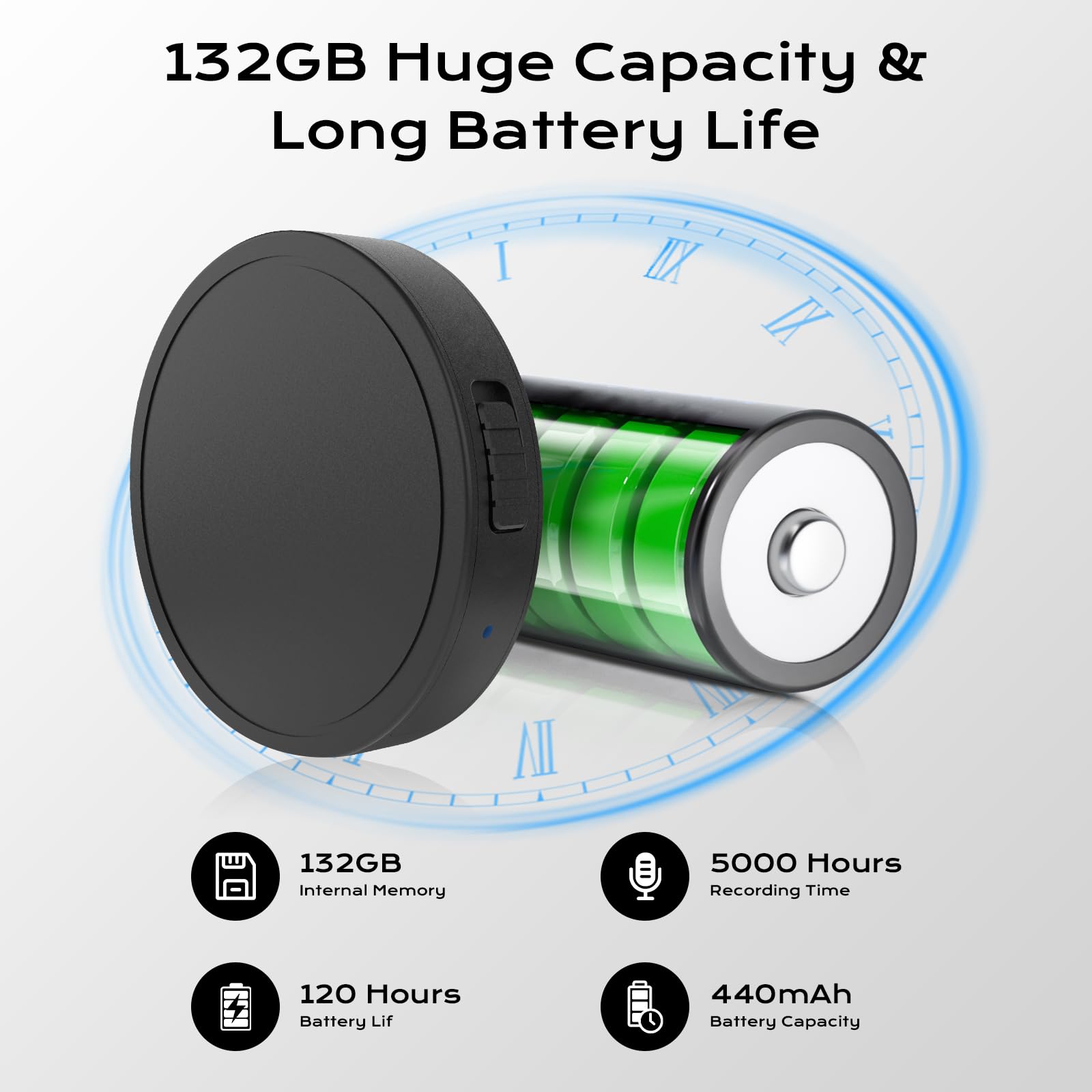 132G (9800 Hour) Voice Activated Recorder   Elasound Voice Recorder With Ai Intelligent Triple Noise Reduction, Portable Audio R