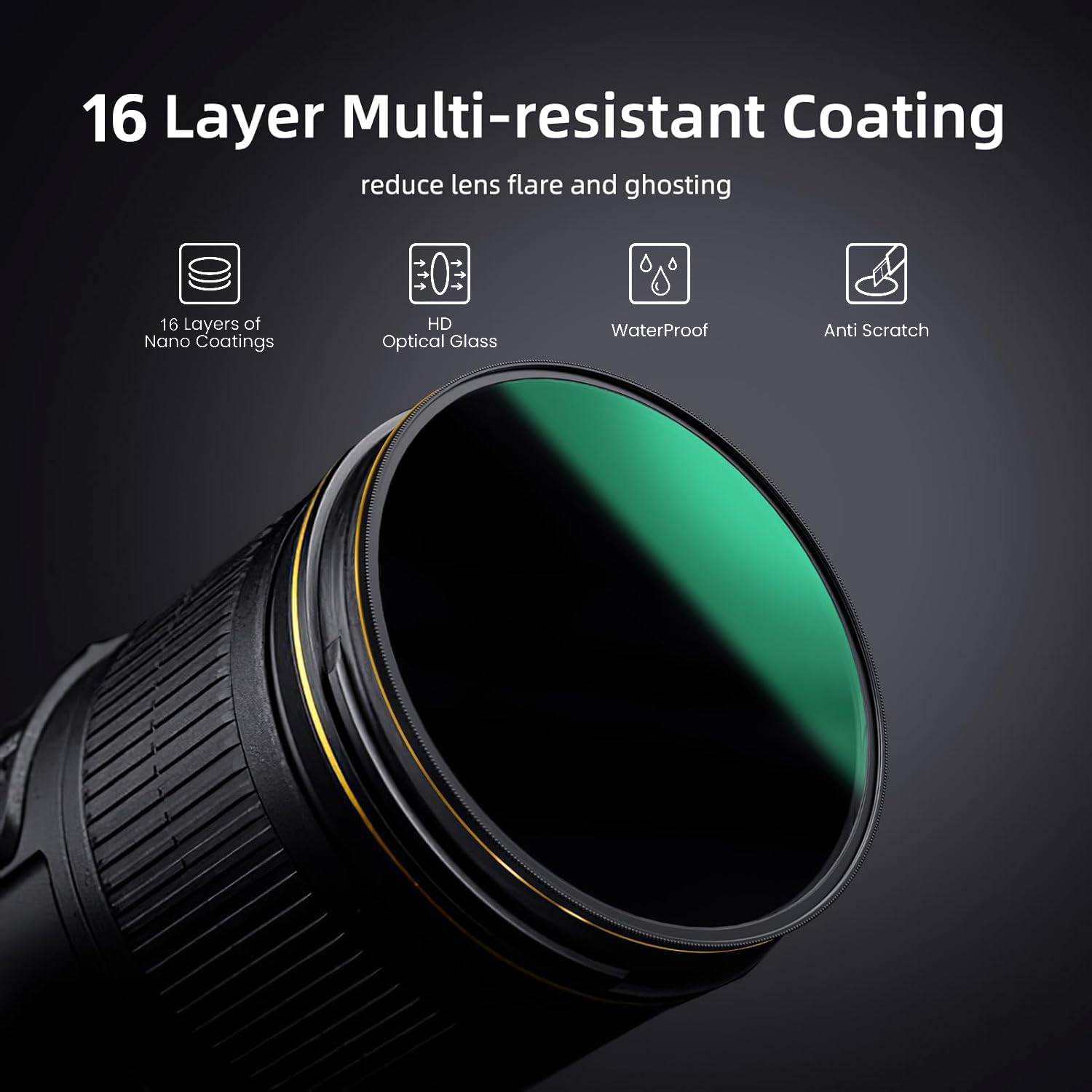 LENSKINS 67mm ND 1000 Filter 10 Stop 16-Layer Multi-Resistant Coated German Optics Glass