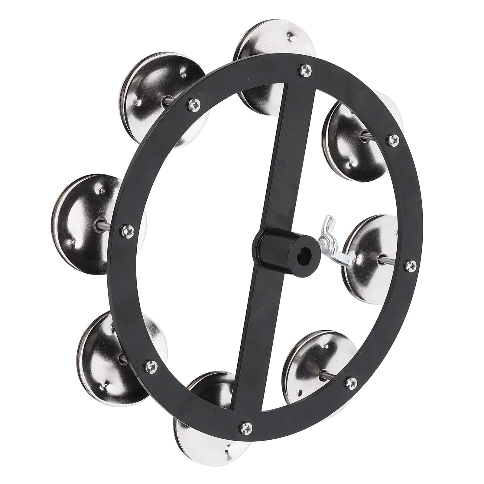 Ubersweet Stainless Steel Tambourine, Drum Set Hi Hat Tambourine Crisp and Pleasant in Sound Bright Tone Metal Stainless Steel f