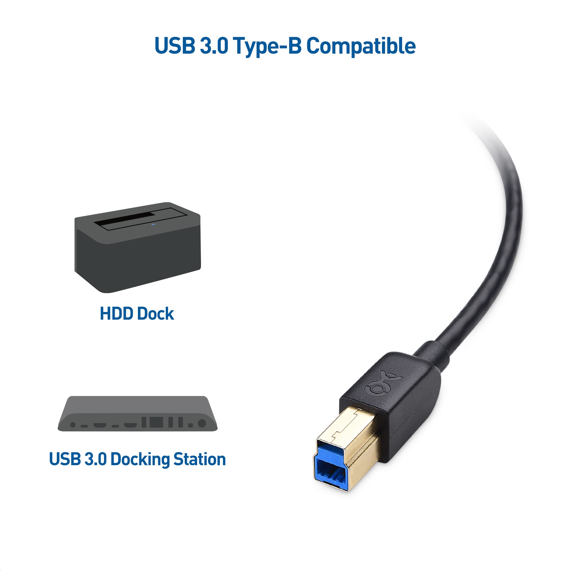 Cable Matters USB C to USB B 3.0 Cable   3.3ft, USBC to USB Type B 3.0 Cable, USB B to USB C, Black