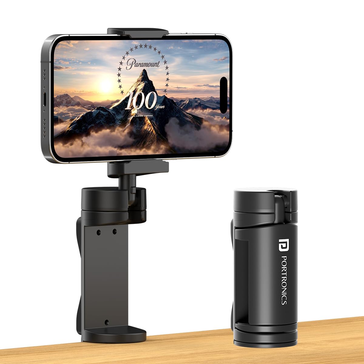 Portronics Mobot Clip Mobile Holder with 360 Adjustable Angles, Light Weight, Pocket Friendly, Mobile Stand for Table/Video Reco