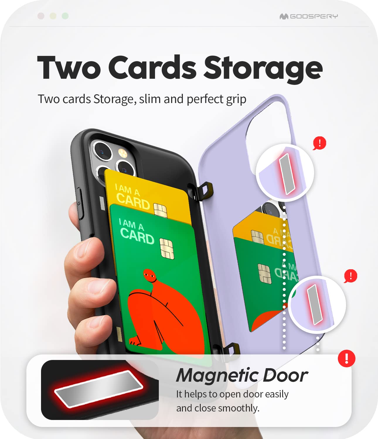 Goospery For Iphone 12/12 Pro (2020) 6.1-Inch Card Holder Wallet Case, Protective Dual Layer Bumper Phone Back Cover With Hidden