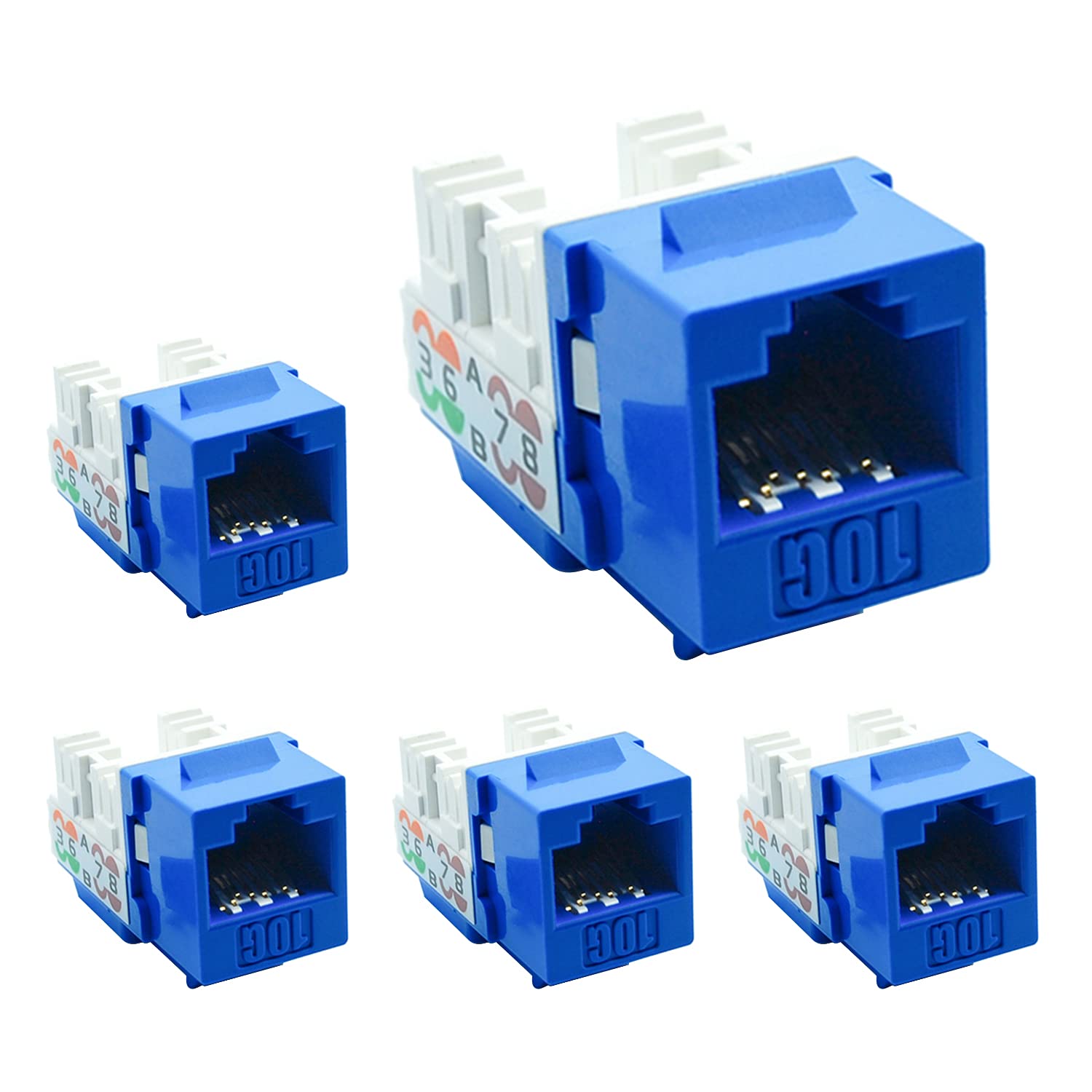 Beszin Cat.6A 10G Rj45 Keystone Jack Blue (5 Pack)