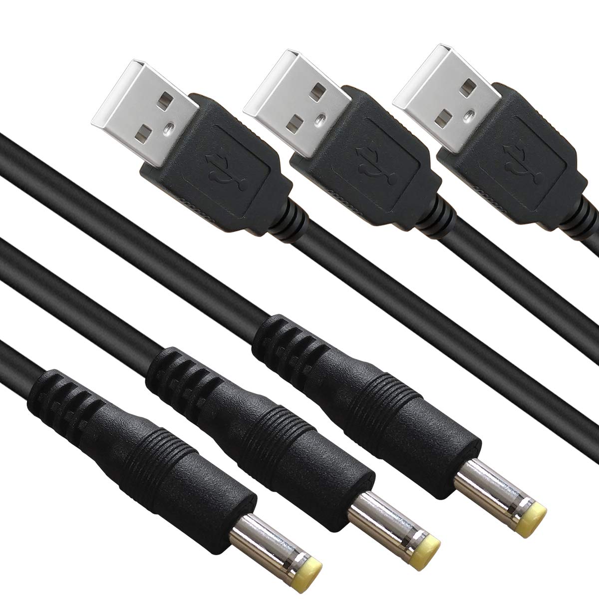 Siocen 3 Packs 4Ft Usb 2.0 A Male To Dc 4.0Mm X 1.7Mm 5 Volt Dc Barrel Jack Power Cable,Dc 5V Power Plug Connector Charger Cord