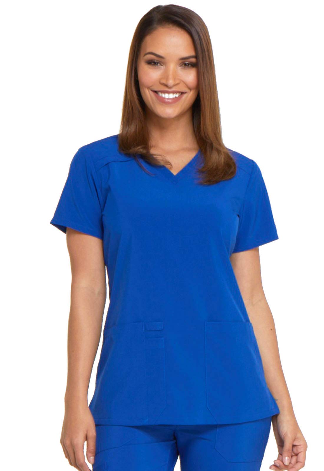Dickies Eds Essentials Scrubs, V Neck Womens Tops With Four Way Stretch And Moisture Wicking Dk615, Xl, Galaxy Blue