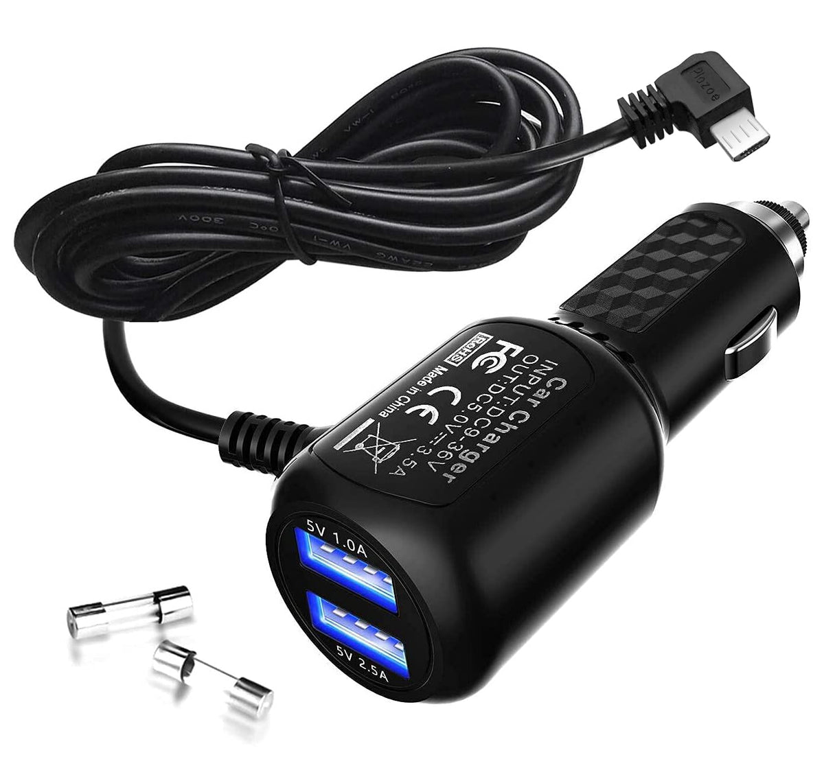Dash Cam Charger 2024 Upgraded Micro Usb Car Charger With Dual Usb Port Compatible With Apeman, Rexing, Byakov, Akaso, Crosstour