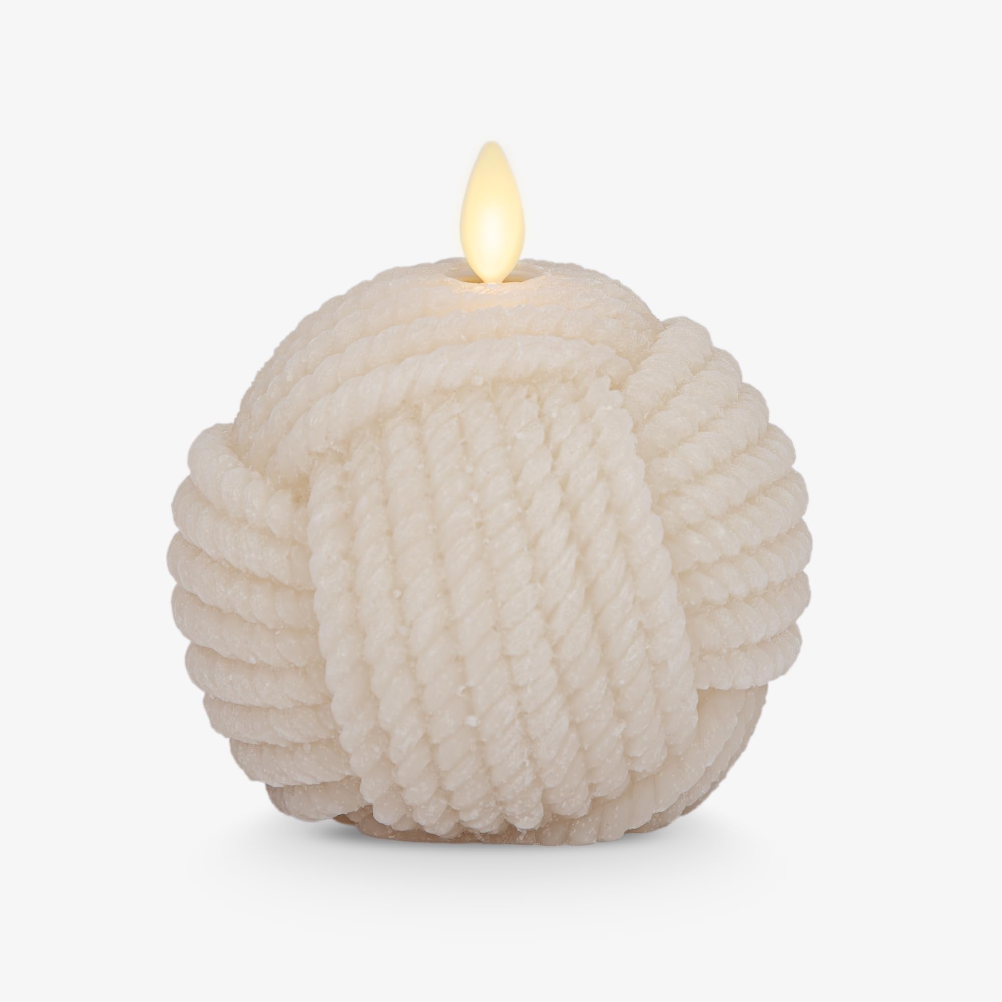 Luminara Moving Flame LED Candle - Unscented Real Wax Chalk Rope Ball - Timer, Flameless Flickering for Home, Centerpiece, Coast