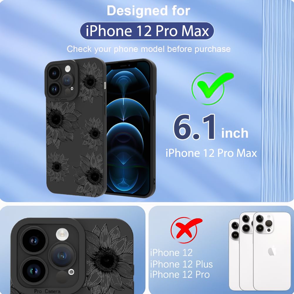 Ook Floral Case For Iphone 12 Pro Max Case, Cute Sunflower Floral Blooms Design Soft Tpu Shockproof Protective For Women Girls P